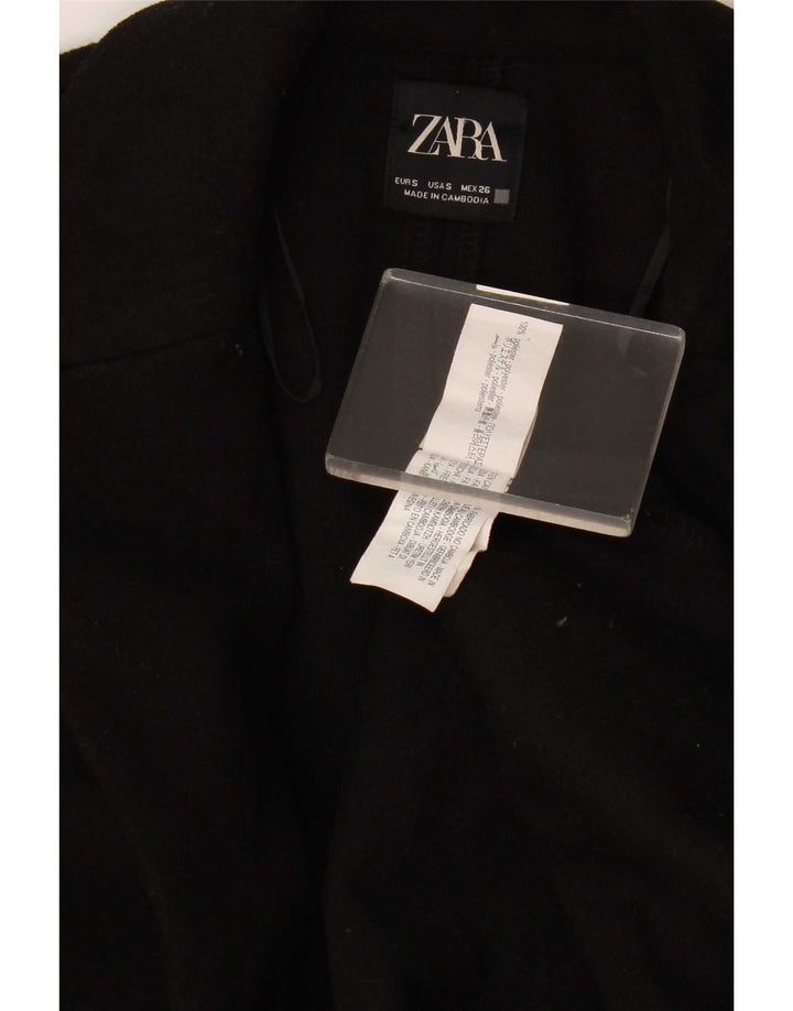 Zara Damen Mantel UK 10 Small Schwarz Polyester
