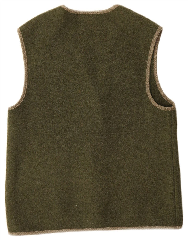 Vintage Damen Gilet UK 14 Medium Khaki Wolle