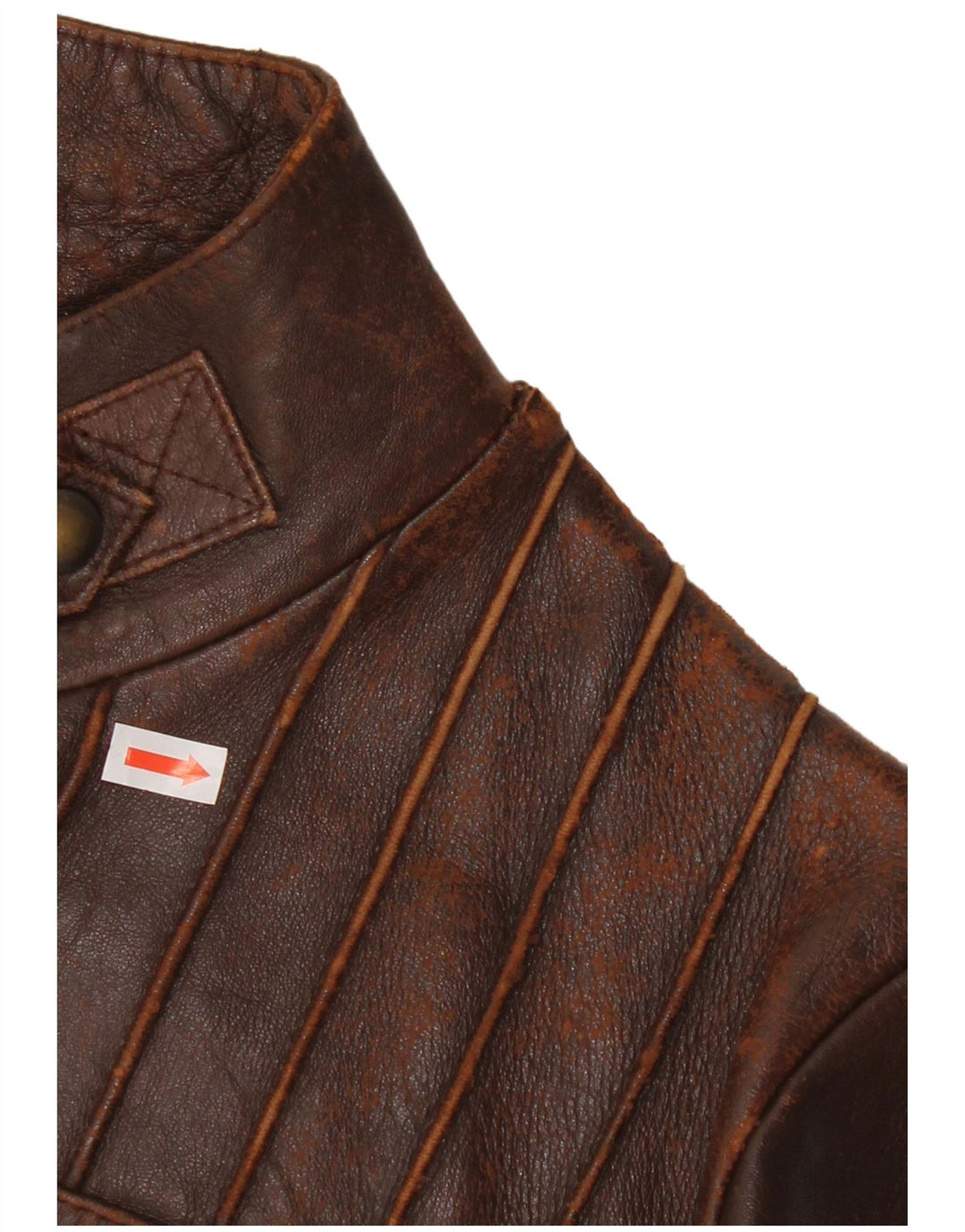 Vintage Damen Crop Lederjacke UK 10 Small Brown