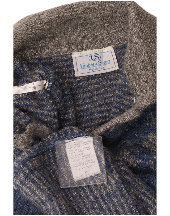 Umberto Severi Herren-Pullover mit Rollkragen, Größe 52, groß, blau geblümt