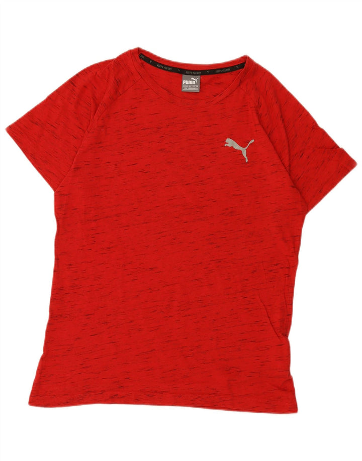 Puma Herren-T-Shirt-Oberteil aus mittelrot gefleckter Baumwolle