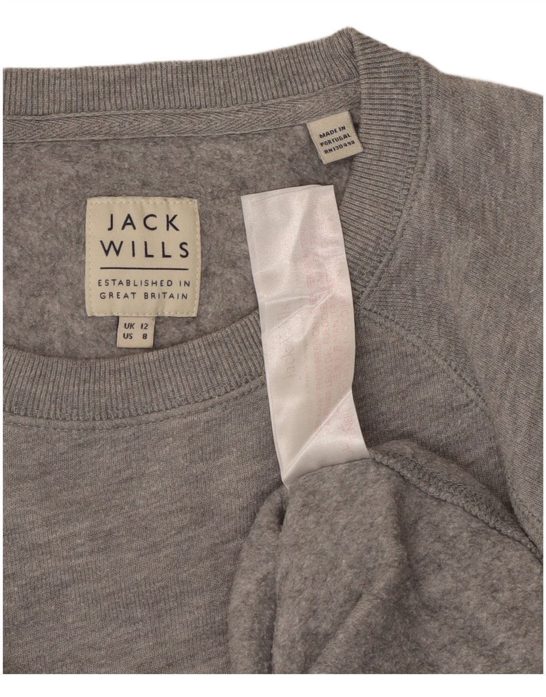 Jack Wills Damen-Sweatshirt-Pullover UK 12 aus mittelgrauer Baumwolle