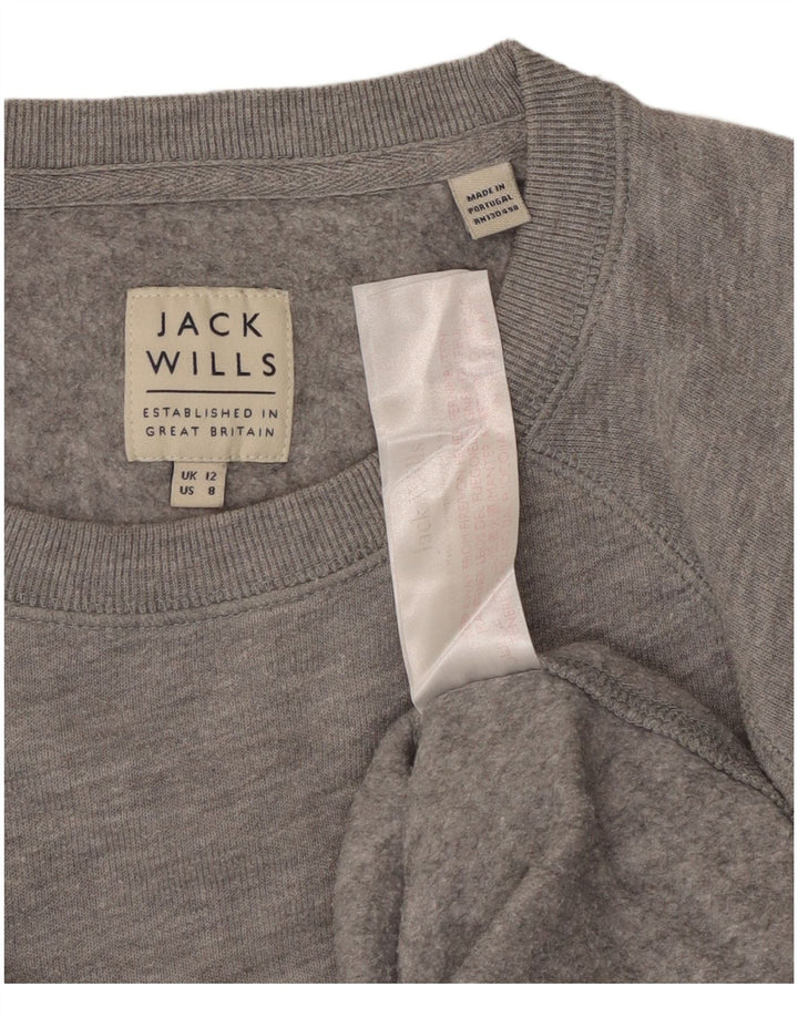 Jack Wills Damen-Sweatshirt-Pullover UK 12 aus mittelgrauer Baumwolle