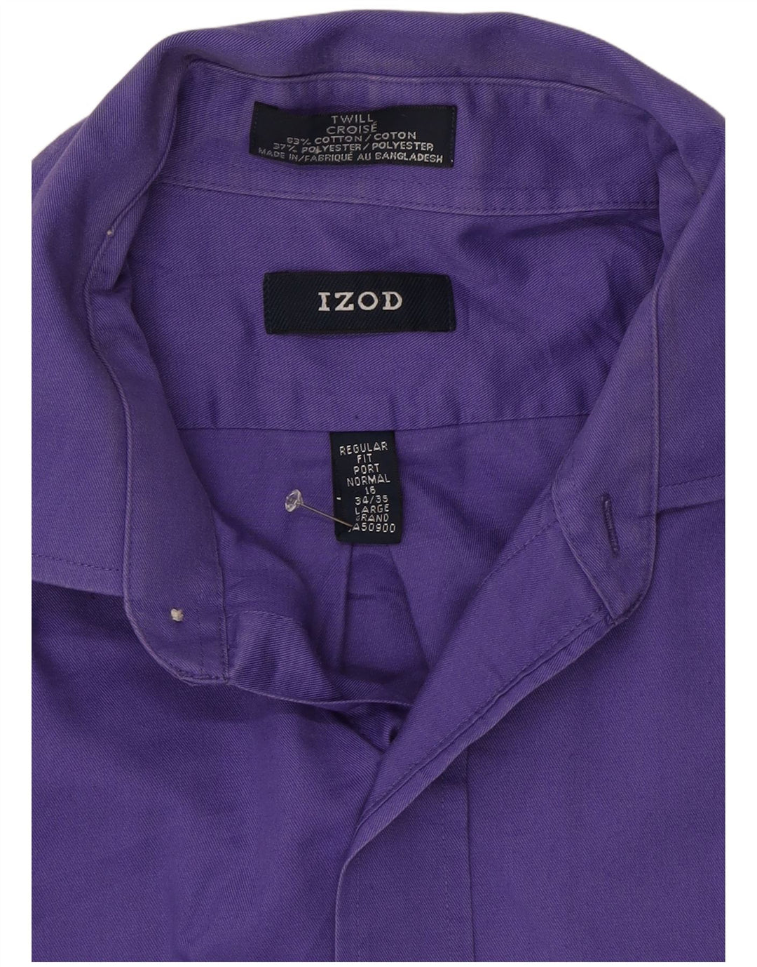 Izod Herrenhemd Größe 16 Large Lila Baumwolle