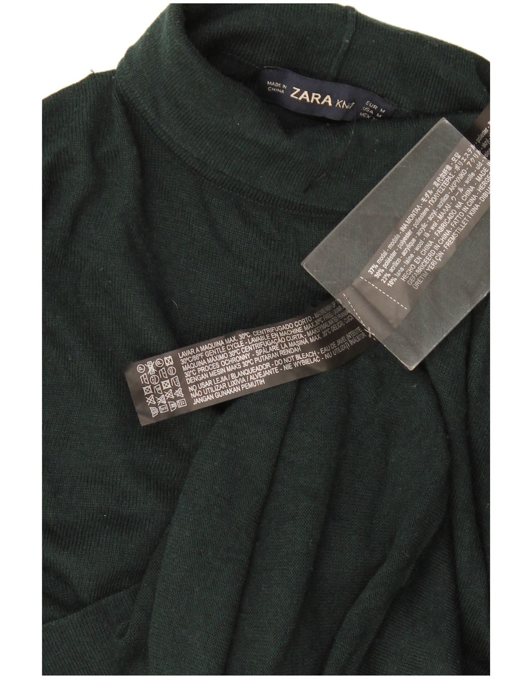 Zara Damen-Pullover mit Rollkragen, Gr. 14, Mittelgrün, Modal