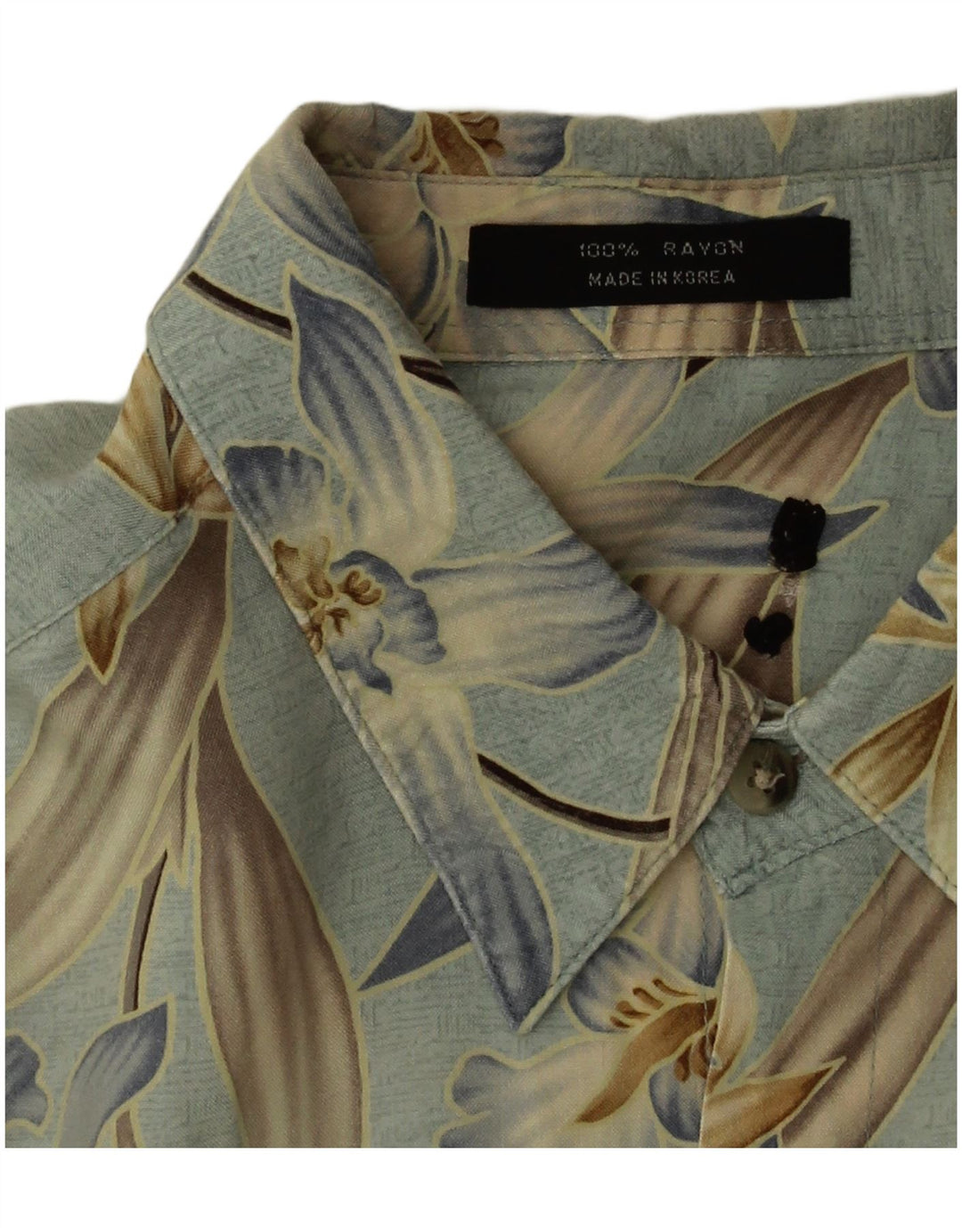 Vintage Herren Kurzarmhemd Großes blaues Blumen-Rayon