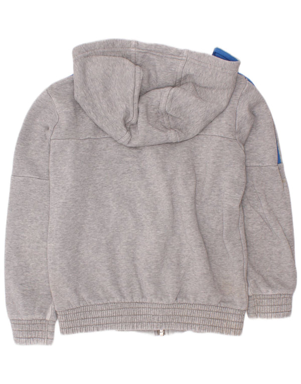 Adidas Jungen Kapuzenpullover mit grafischem Reißverschluss, 7–8 Jahre, grau gefleckte Baumwolle