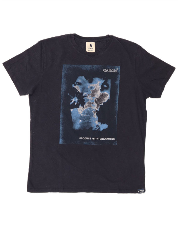 Garcia Herren-T-Shirt mit Grafik, mittlere Marineblau-Baumwolle