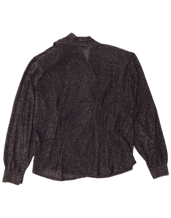 Giulia Galanti Damen Langarm-Blusenoberteil UK 14 Medium Schwarz meliert
