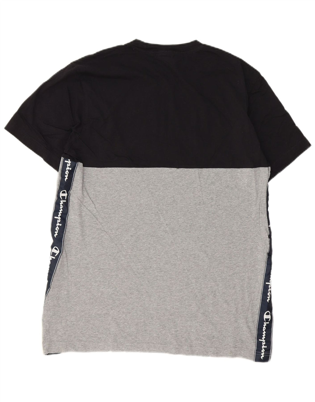 CHAMPION Mens Graphic T-Shirt Top Medium Black Colourblock Cotton