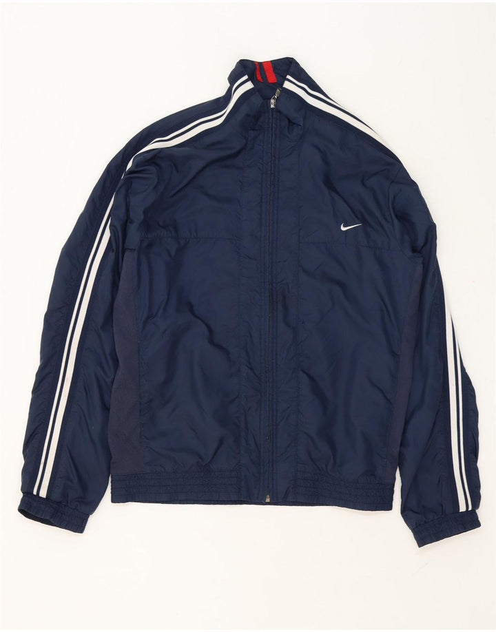 Nike Herren-Trainingsanzug-Top-Jacke, UK 38/40, mittelmarineblaues Colourblock-Nylon