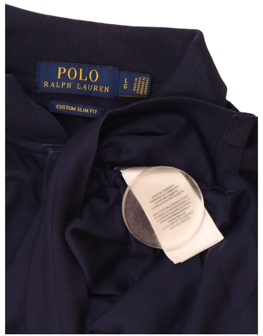 POLO RALPH LAUREN Herren-Poloshirt mit schmaler Passform, groß, marineblau, Baumwolle