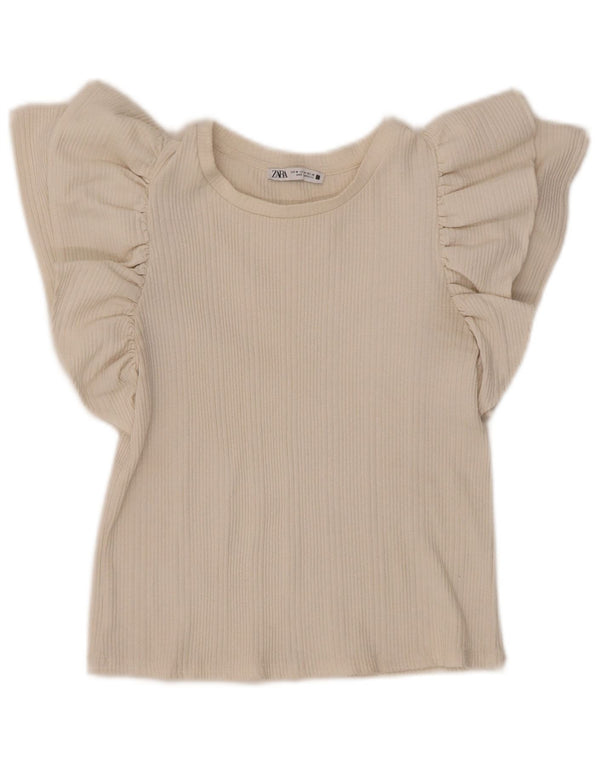 Zara Damen Bluse Top UK 12 Medium Off White