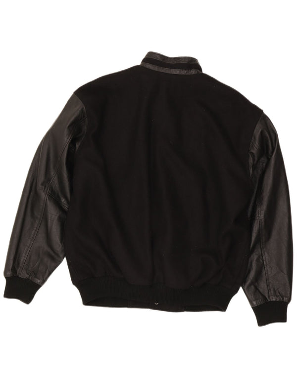 North End Mens Varsity Jacket UK 40 Large Black Wool