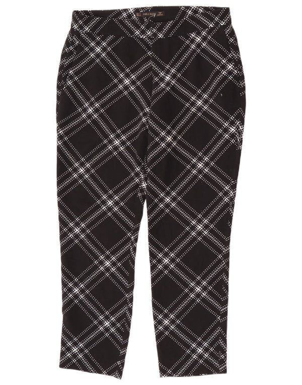 Zara Damen Tapered Chino-Hose, Größe S, W26, L25, Schwarz kariert