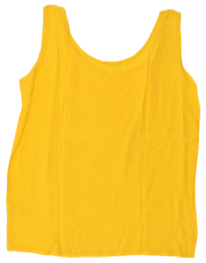 Vintage Damen Ärmelloses Blusentop UK 10 Kleine gelbe Seide