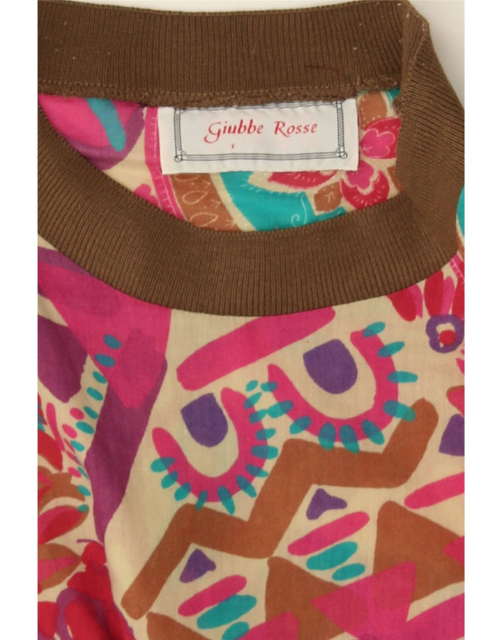 Vintage Damen Bluse Top UK 16 Groß Mehrfarbig Geometrisch