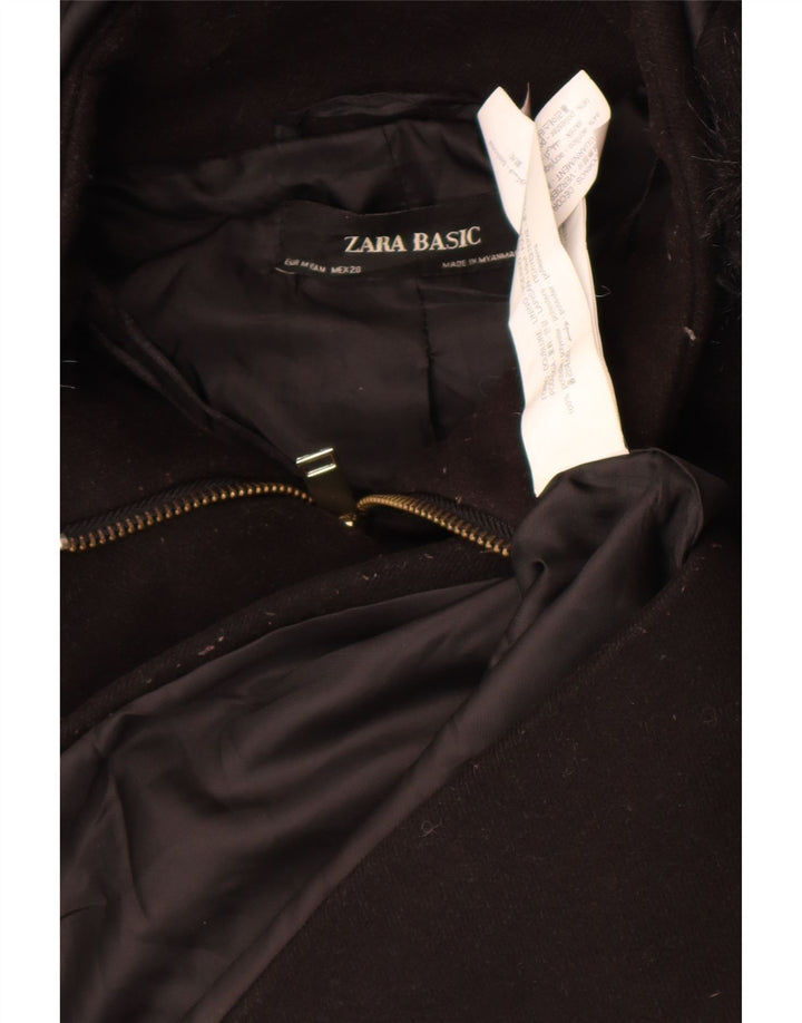 Zara Damen Bomberjacke mit Kapuze UK 14 Mittelschwarzes Polyester