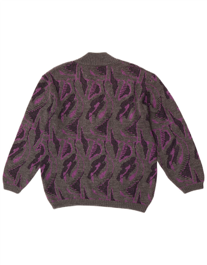 Rasica Damen-Pullover mit abstraktem Muster und V-Ausschnitt, Gr. 46, Grau