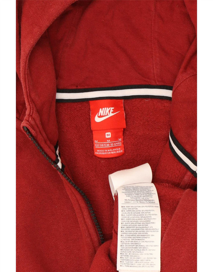 Nike Jungen-Kapuzenpullover mit Reißverschluss, 10–11 Jahre, mittelrote Baumwolle