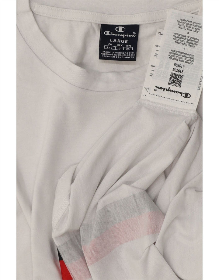 Champion Herren-T-Shirt, groß, weiß gestreift, Baumwolle