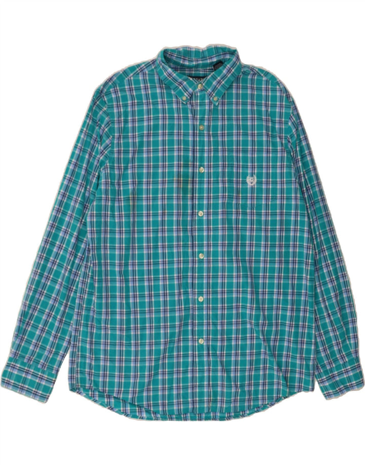 CHAPS Mens Shirt Large Blue Check Cotton Vintage Chaps and Second-Hand Chaps from Messina Hembry 