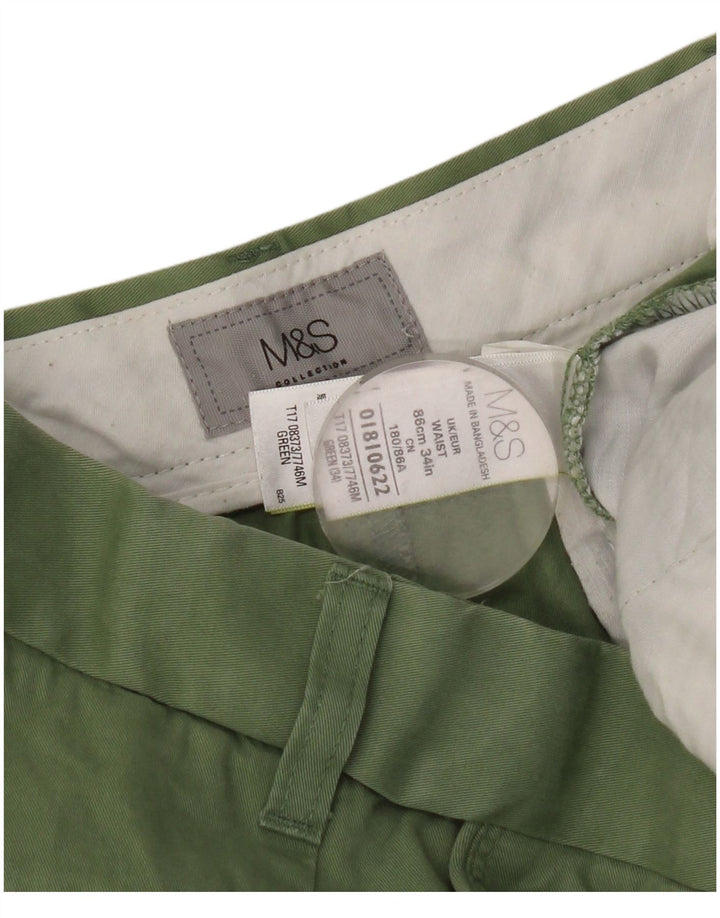 Marks & Spencer Damen Chinoshorts W34 Große grüne Baumwolle
