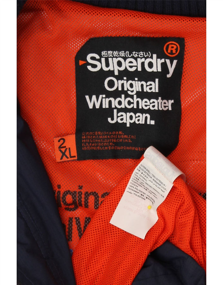 Superdry Damen Windcheater Regenjacke UK 20 2XL Marineblaues Nylon
