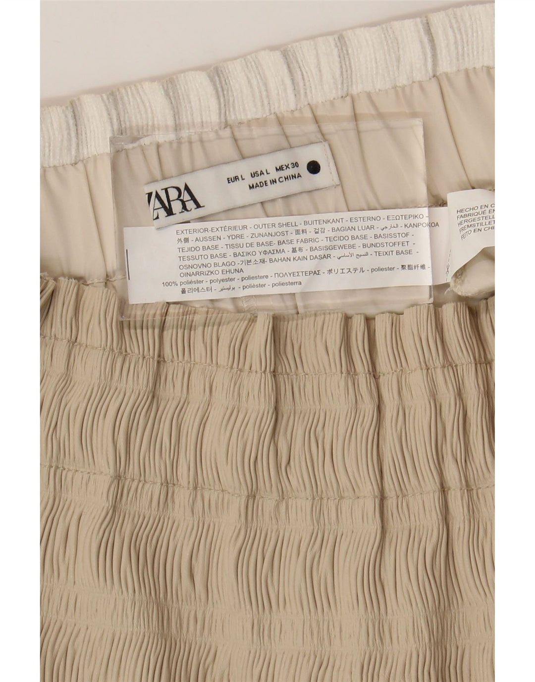 Zara Damen A-Linien-Rock, Größe L, W34, Beige, Polyester