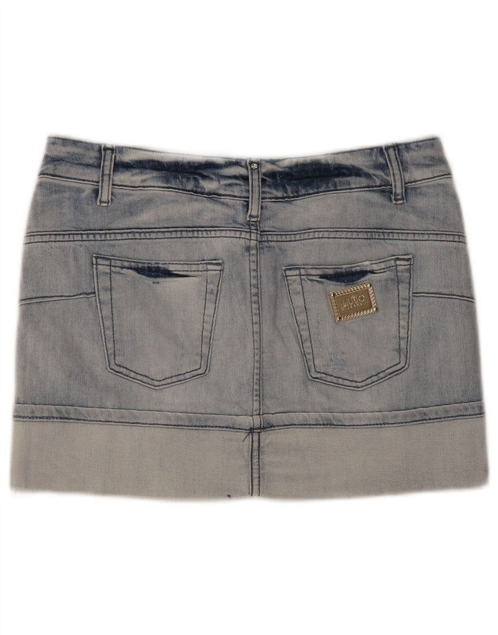 Liu Jo Distressed Mini-Jeansrock für Damen, W28, mittelblaue Baumwolle