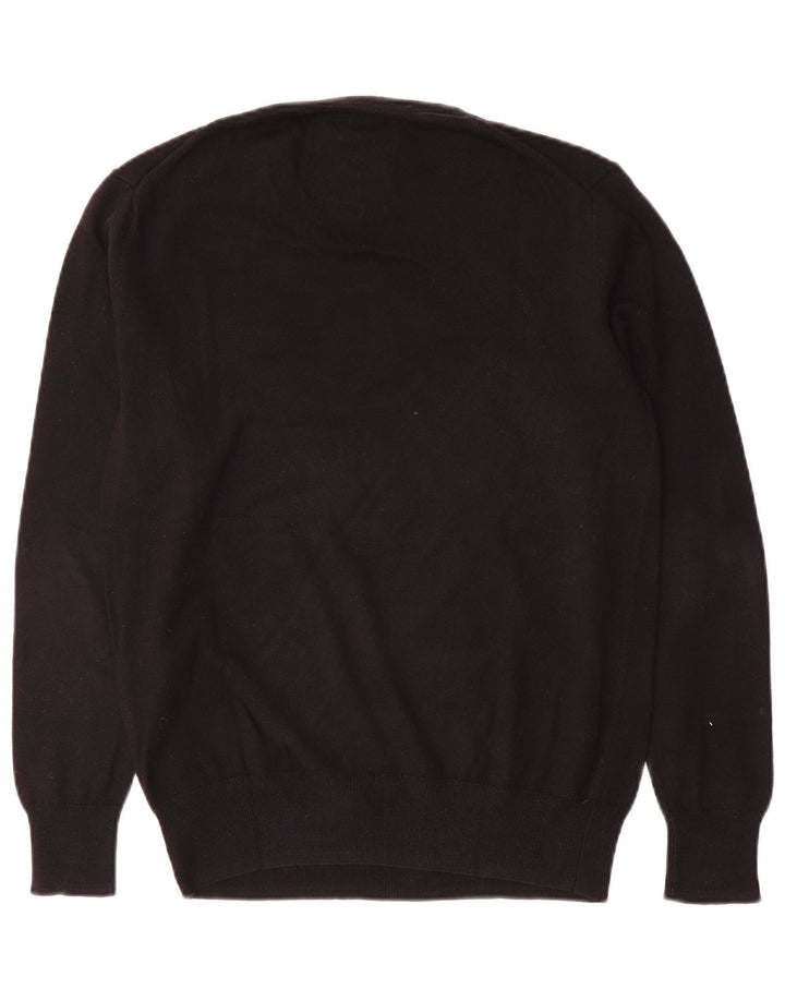Superdry Herren-Pullover mit V-Ausschnitt aus mittelschwarzer Baumwolle