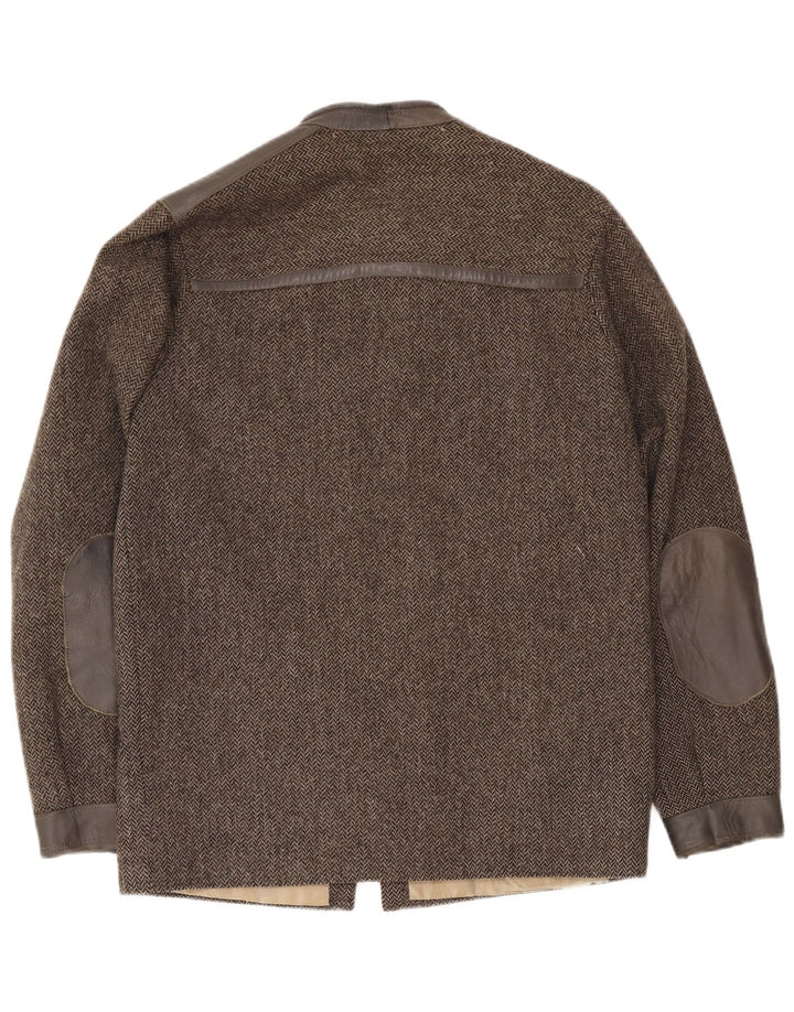 Vintage Herren Bomberjacke UK 38 Mittelgraues Fischgrätenmuster