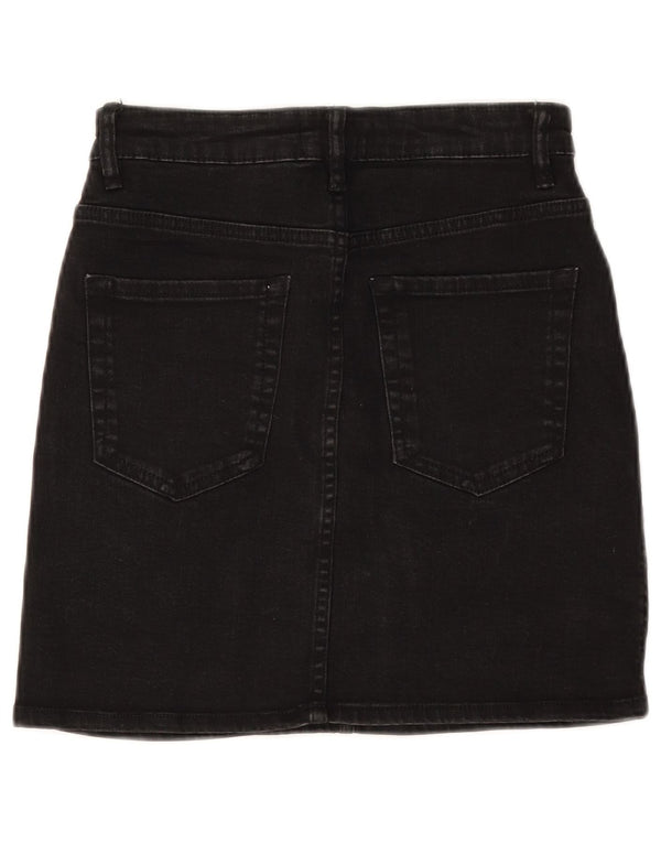 Zara Damen Jeansrock Small W26 Schwarze Baumwolle