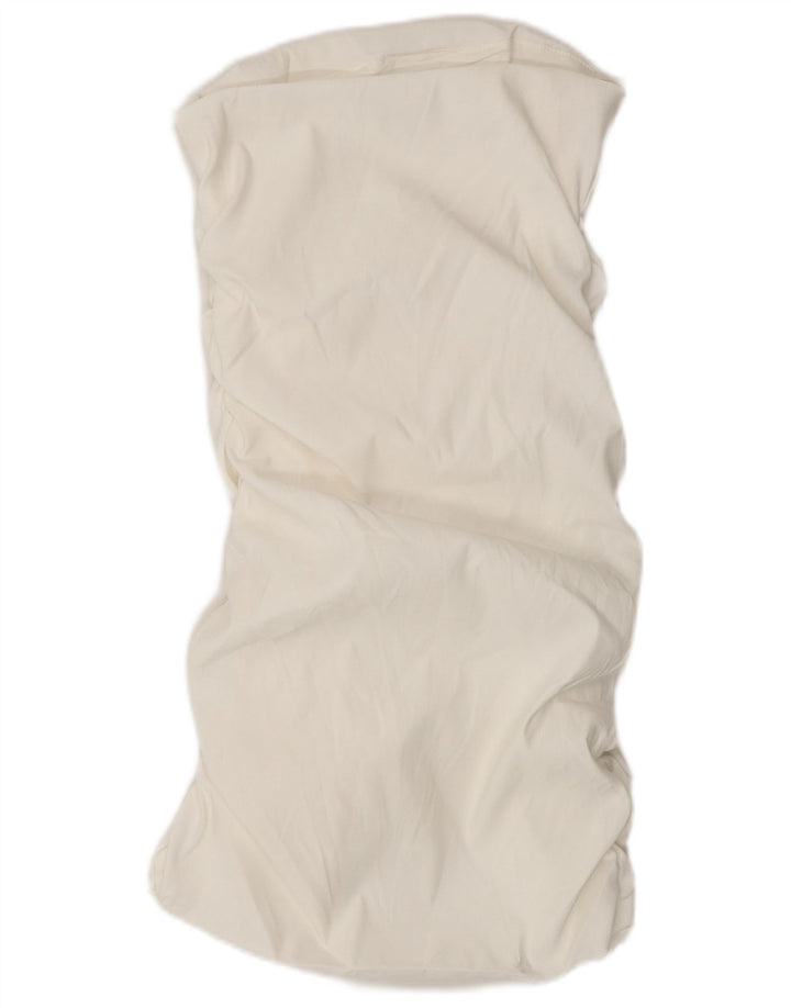 Zara Damen Trägerloses Kleid UK 12 Mittelweiße Baumwolle