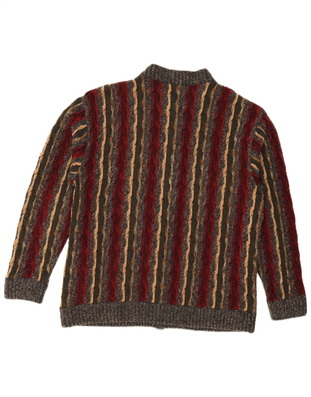 Vintage Herren Strickjacke, große grau gestreifte Wolle