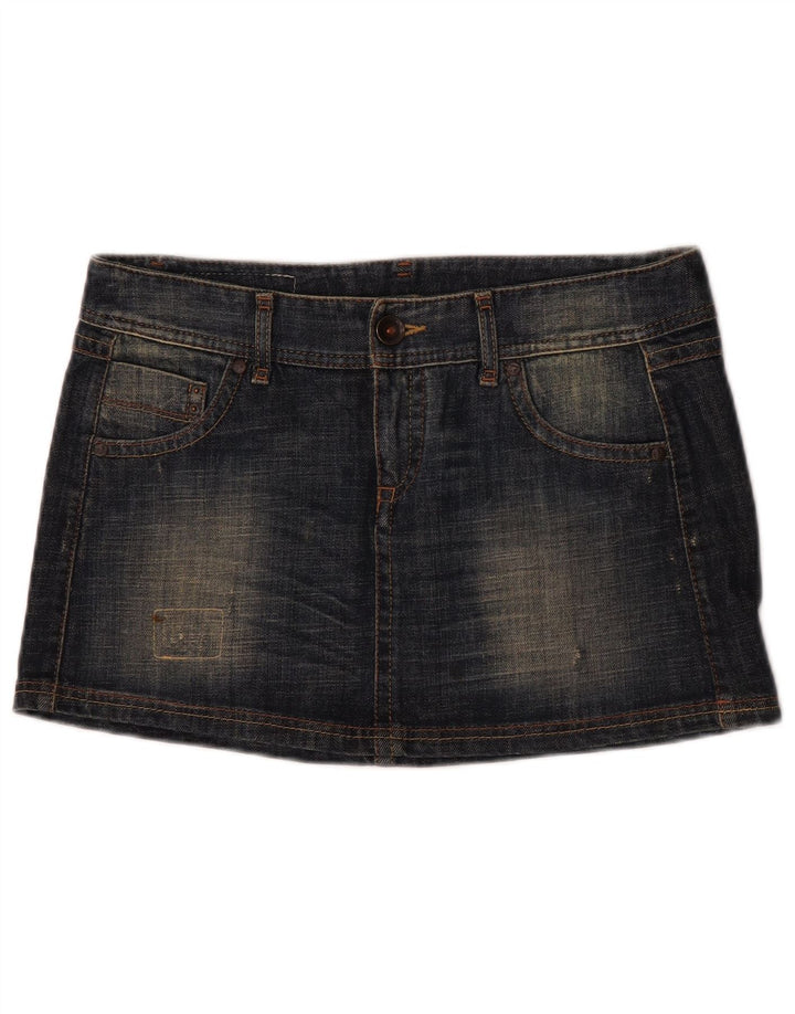 Benetton Damen Mini-Jeansrock IT 44 Medium W32 Marineblau