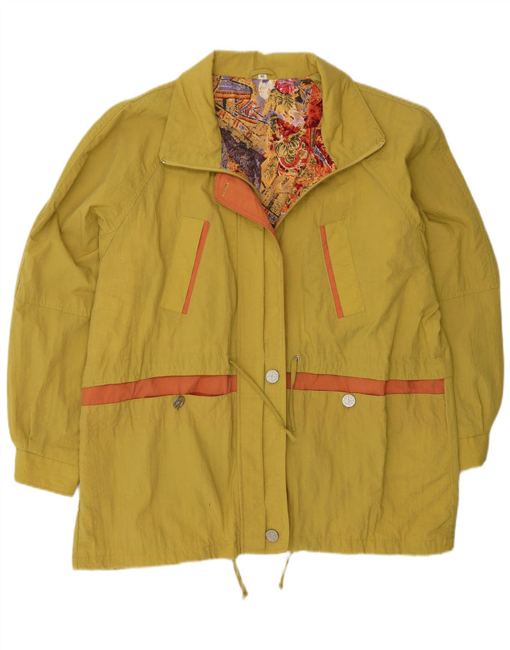 Vintage Damen Übergroße Windjacke EU 42 Großes gelbes Polyamid