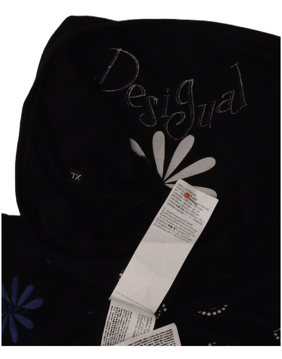 DESIGUAL Damen A-Linien-Kleid UK 18 XL Schwarz geblümte Viskose