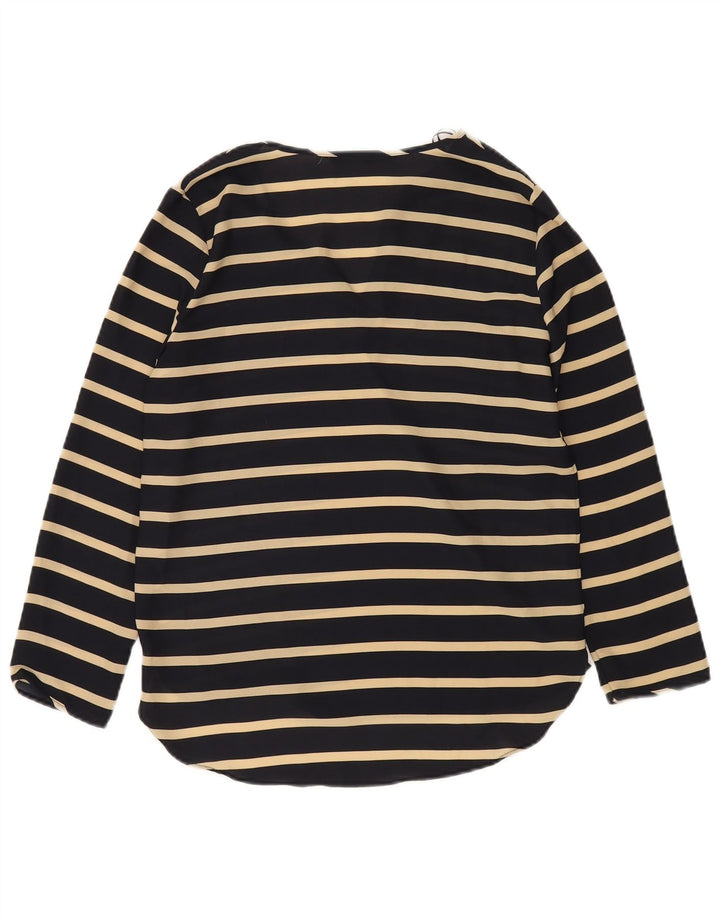 Zara Damen Langarm-Blusenoberteil UK 10 Small Marineblau gestreift