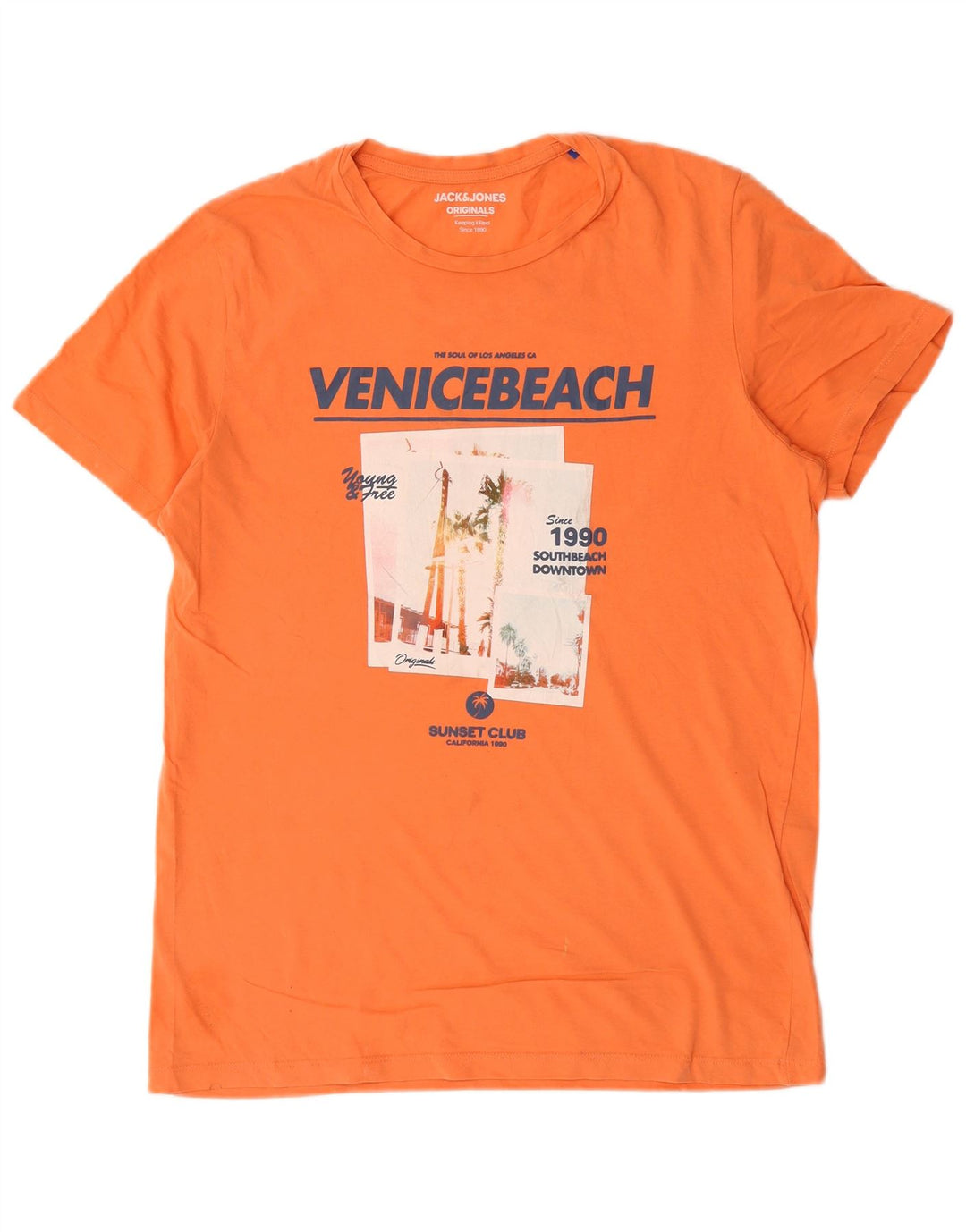 Jack & Jones Herren-T-Shirt mit Grafik, Größe L, Orange, Baumwolle