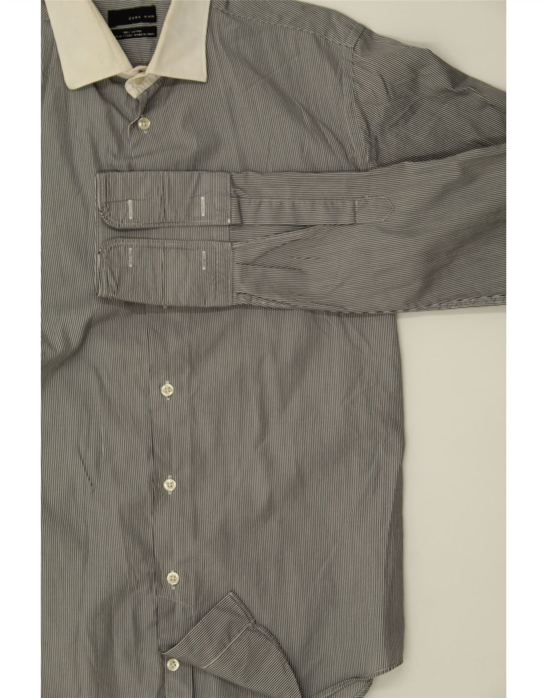 ZARA Mens Shirt Medium Grey Pinstripe Cotton Vintage Zara and Second-Hand Zara from Messina Hembry 