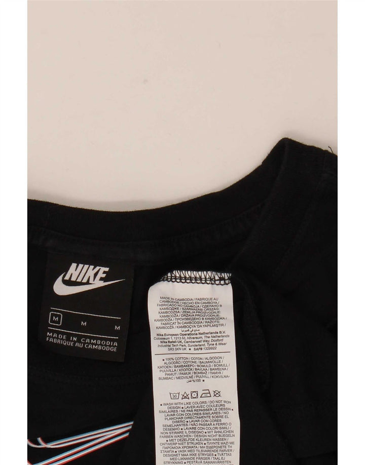 Nike Damen Crop T-Shirt Top UK 14 Mittelschwarze Baumwolle