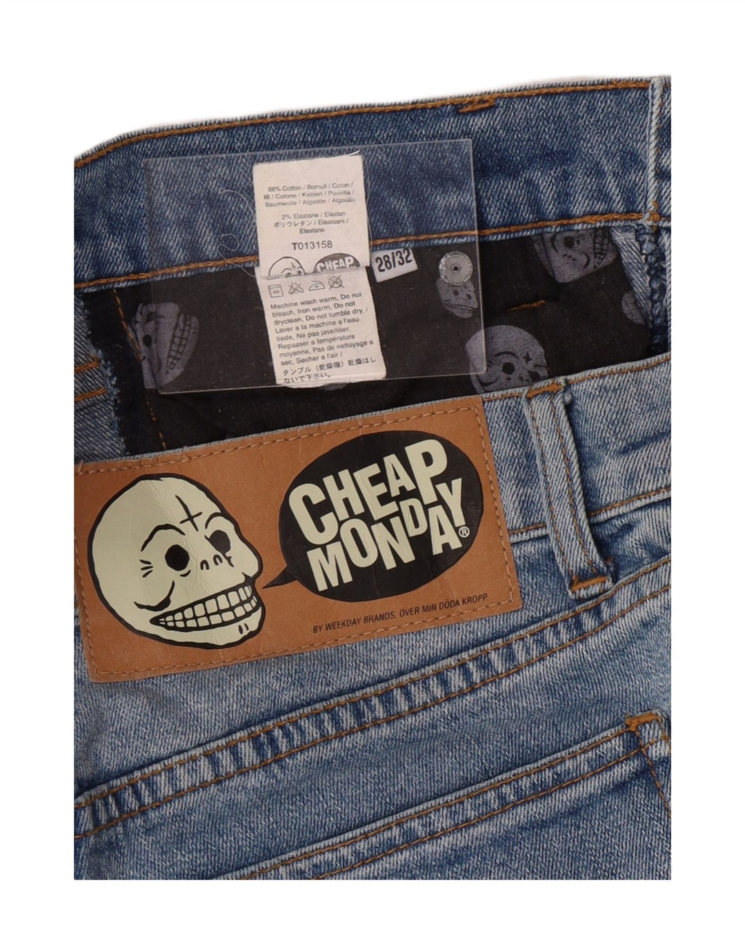 CHEAP MONDAY Womens Slim Jeans W28 L32 Blue Cotton
