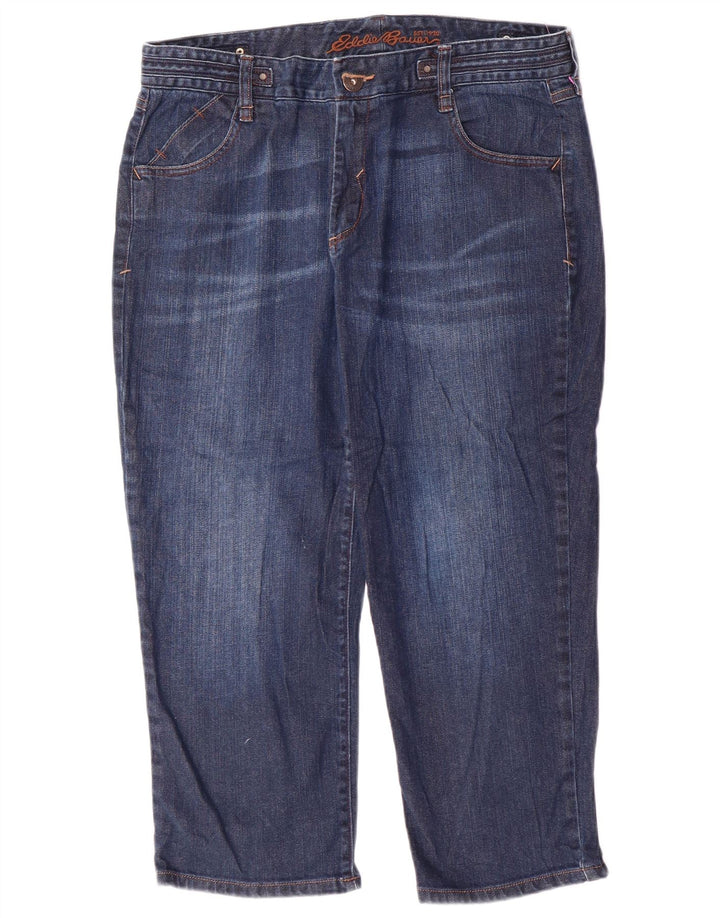EDDIE BAUER Damen Capri-Jeans, groß, US 12, Größe L, W34, L23, Marineblau, Baumwolle