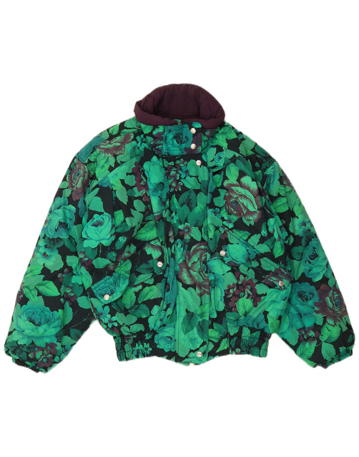 Übergroße Windjacke für Damen von Belfe & UK 12 Mittelgrünes, geblümtes Nylon