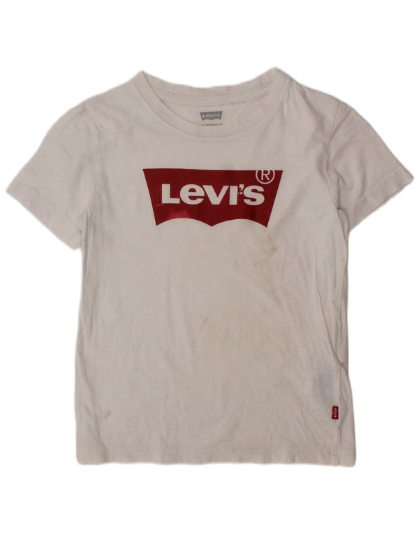 LEVI'S Mädchen-T-Shirt mit Grafik, 5–6 Jahre, weiße Baumwolle