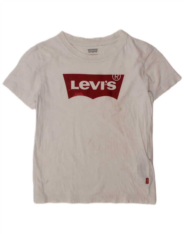 LEVI'S Mädchen-T-Shirt mit Grafik, 5–6 Jahre, weiße Baumwolle