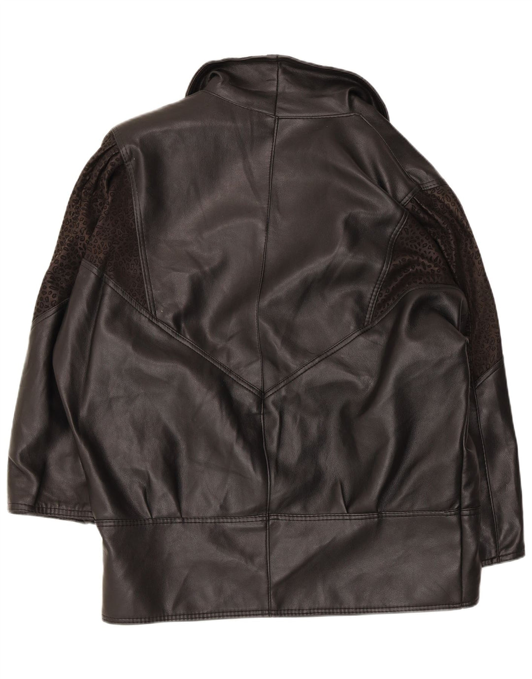 Alta Moda Damen Übergroßer Ledermantel UK 14 Mittelschwarzer Tierdruck
