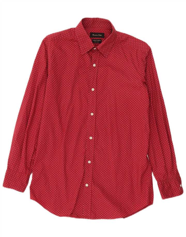 Massimo Dutti Herren-Hemd, klein, rot gefleckte Baumwolle