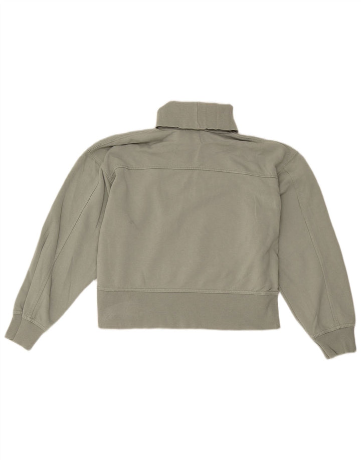 Zara Damen Crop Sweatshirt Pullover UK 14 Mittelgrüne Baumwolle
